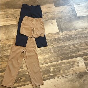 Academy Lot of 3 Boys 2 pants 1 shorts khaki & navy inseam pants 20 11 across S